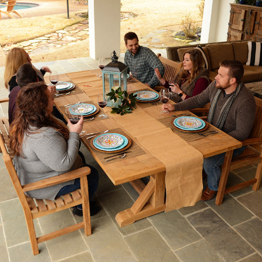 Ash & Ember Savannah Grade A Teak 96" Rectangular Farmhouse Dining