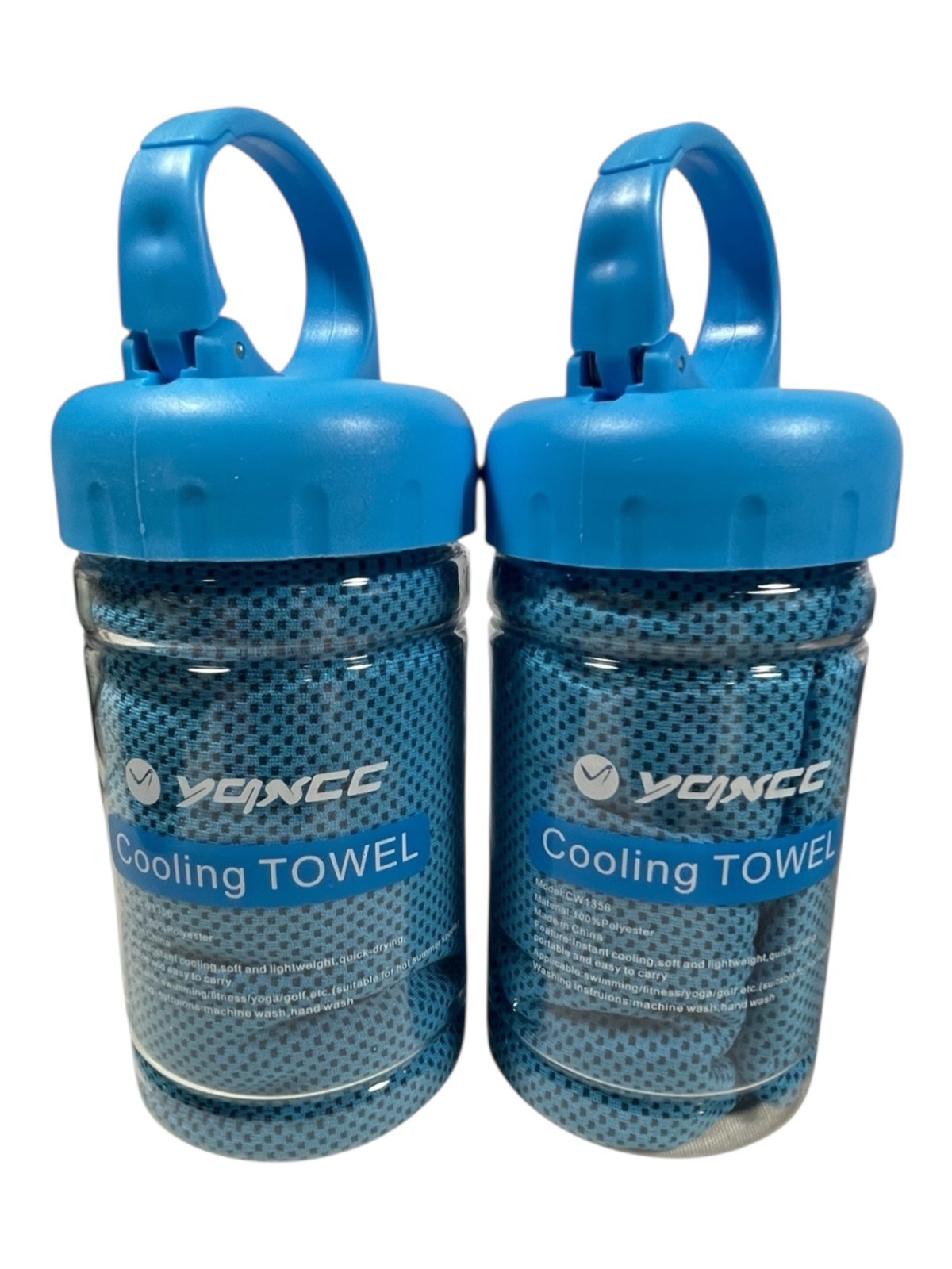 2 x Cooling Towels - Instant Cooling - 47" x 12" - Blue - Soft & Lightweight