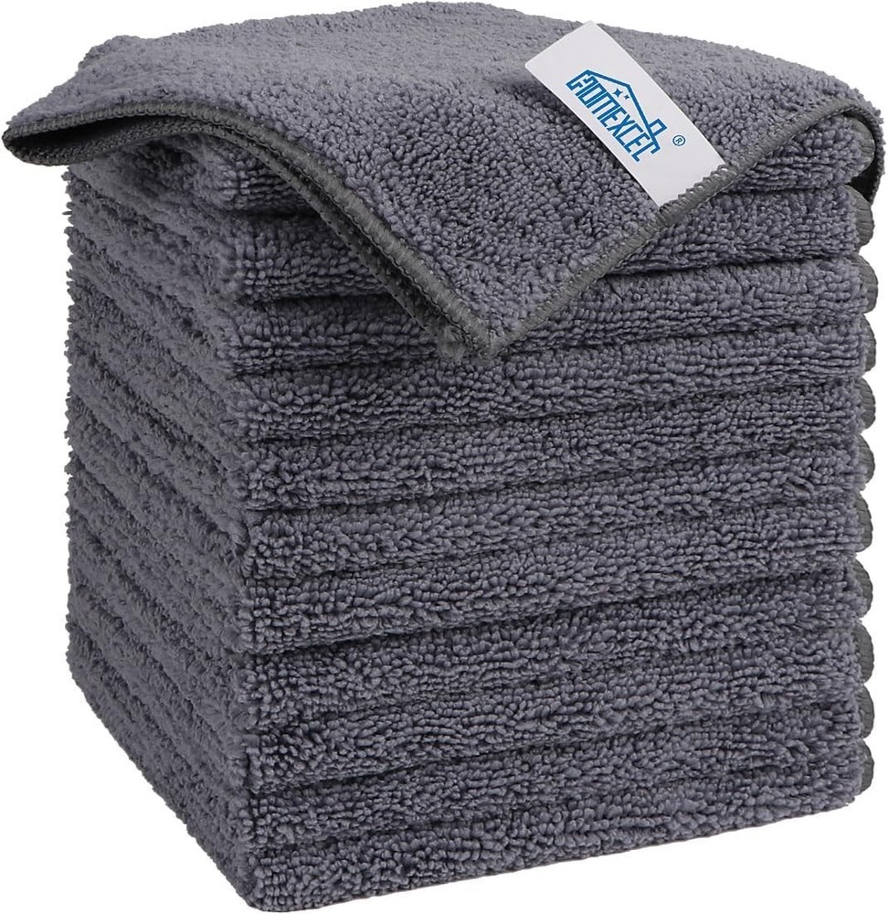 Versatile Grey Microfiber Cleaning Rags, 12 Pack - Perfect for Every Surface