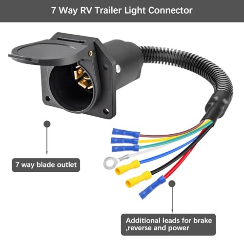 ,7 Way Trailer Light Connector Socket,7 Prong Electrical 7 Pin Trailer Plug