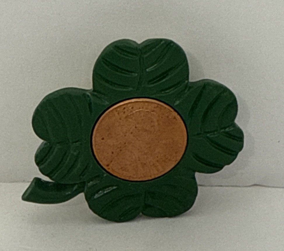 Lucky Penny 4 Leaf Clover Pinback