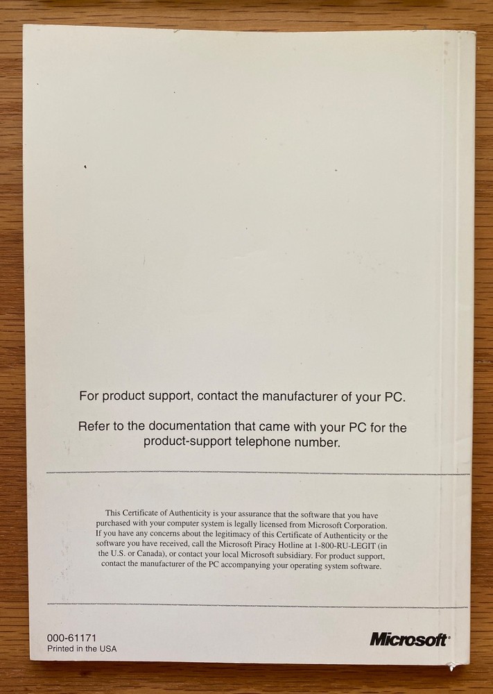 Microsoft Windows 95 Original Install CD-ROM, COA/Product Key & User Guide