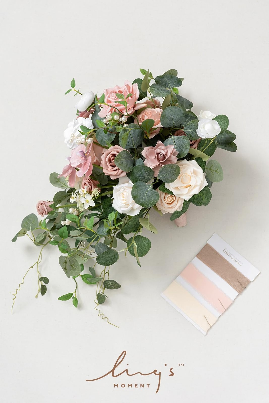 Ling's moment Pink Bridal Bouquet for Bride, Dusty Rose Wedding Bouquets for ...