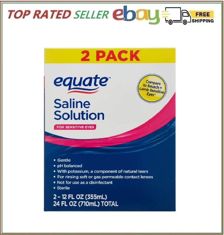 Equate Saline Solution for Sensitive Eyes, 12 fl oz, 2 Pack