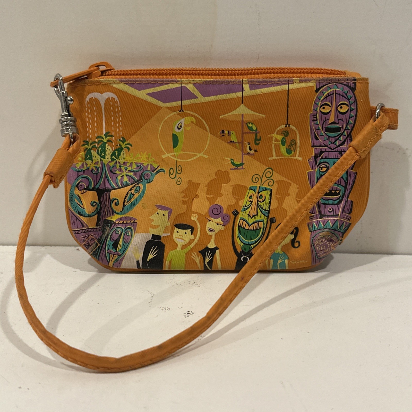Vintage Disneyland Resort Orange Tiki Room Graphics Coin Purse Wallet
