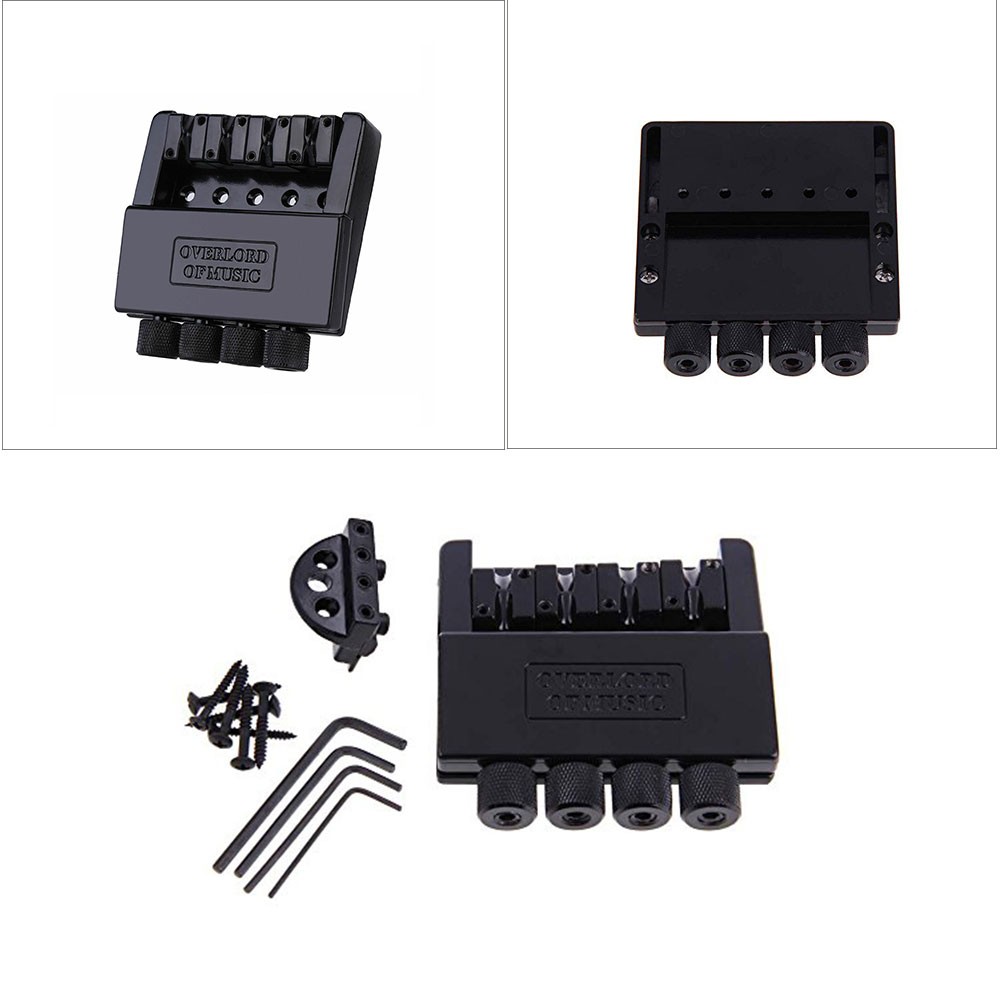 4 String Headless Guitar Bass Bridge Tailpiece System Fixed Hardtail Saddle