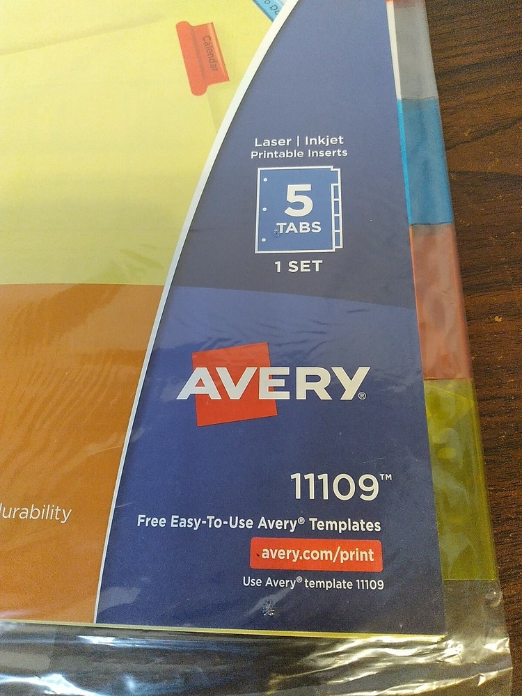 AVERY 5-Tab Binder Dividers, Insertable Multicolor Big Tabs 2 Sets Organize