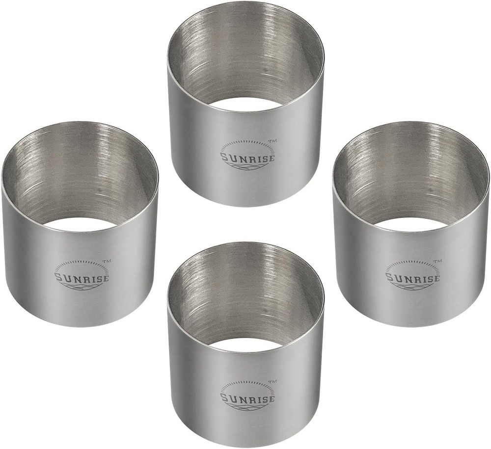 Versatile 4-Pack Stainless Steel Plating Forms - 3" Diameter for Desserts