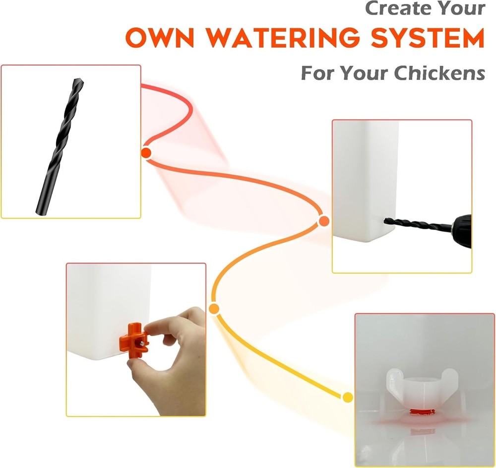 Automatic Chicken Waterer Nipple System - 8 Pack with Easy Setup & Maintenance