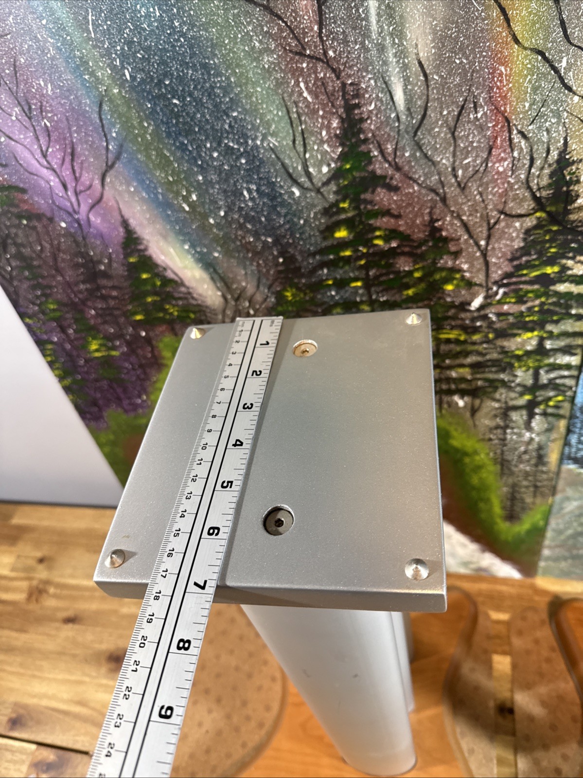 speaker stands pair Metal Wood Base Bookshelf Large Subwoofer Center Channel