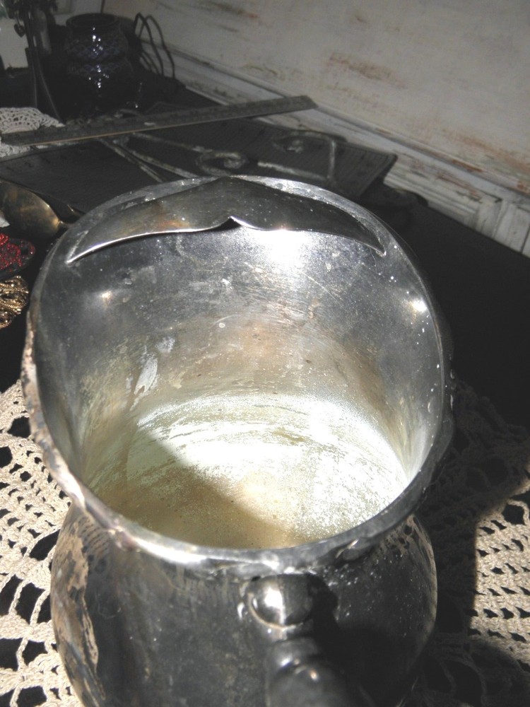 F.B. ROGERS GEORGETOWN PATTERN FOOTED WATER PITCHER SILVERPLATE over COPPER