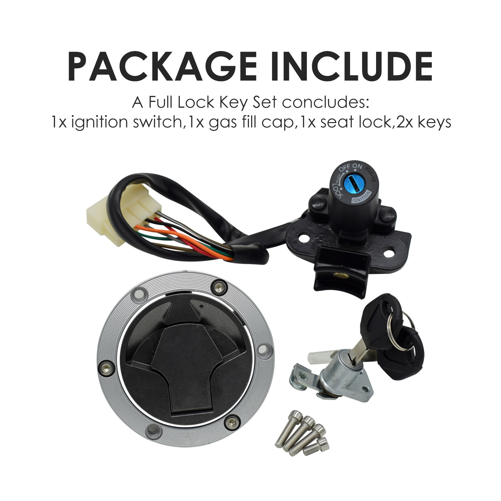 Complete Lock Set for Kawasaki Ninja 250R EX250J 2008-2012 Gas Cap Ignition Key