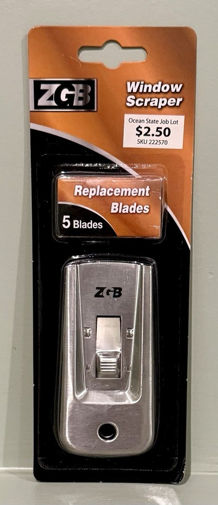 ZGB Retractable Window Razor Blade Scraper & 5 Replacement Blades