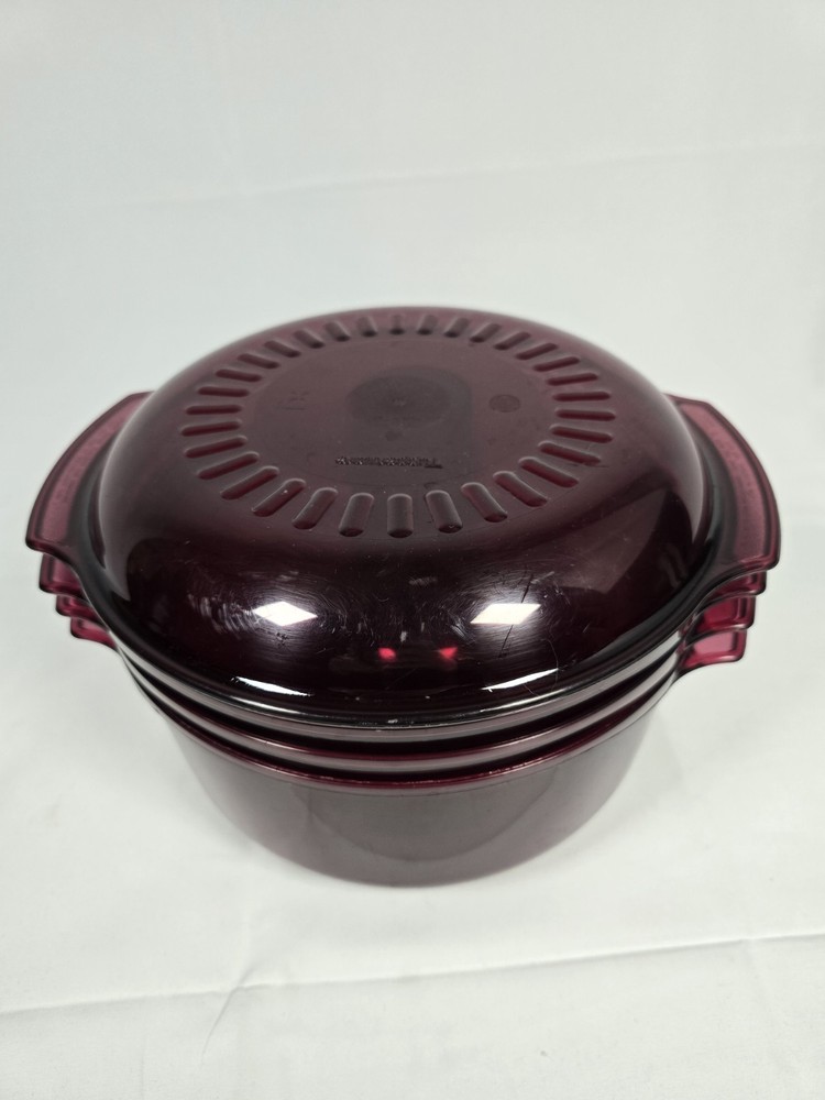 Tupperware Microwave Stack Cooker Steamer Cranberry Red 5 Piece Set