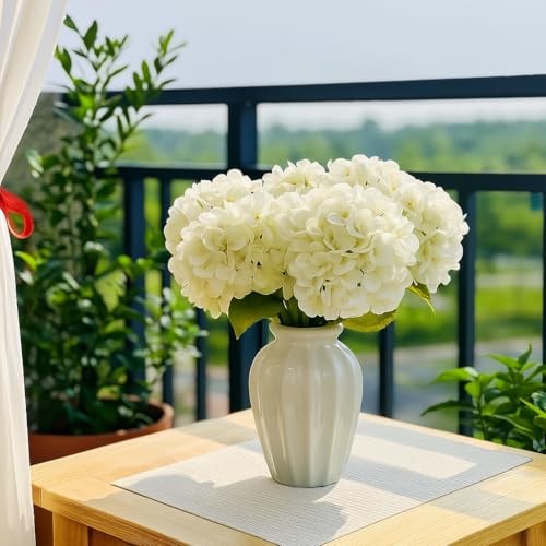 6pcs Artificial Hydrangea Flowers - Easy to Shape for Home White