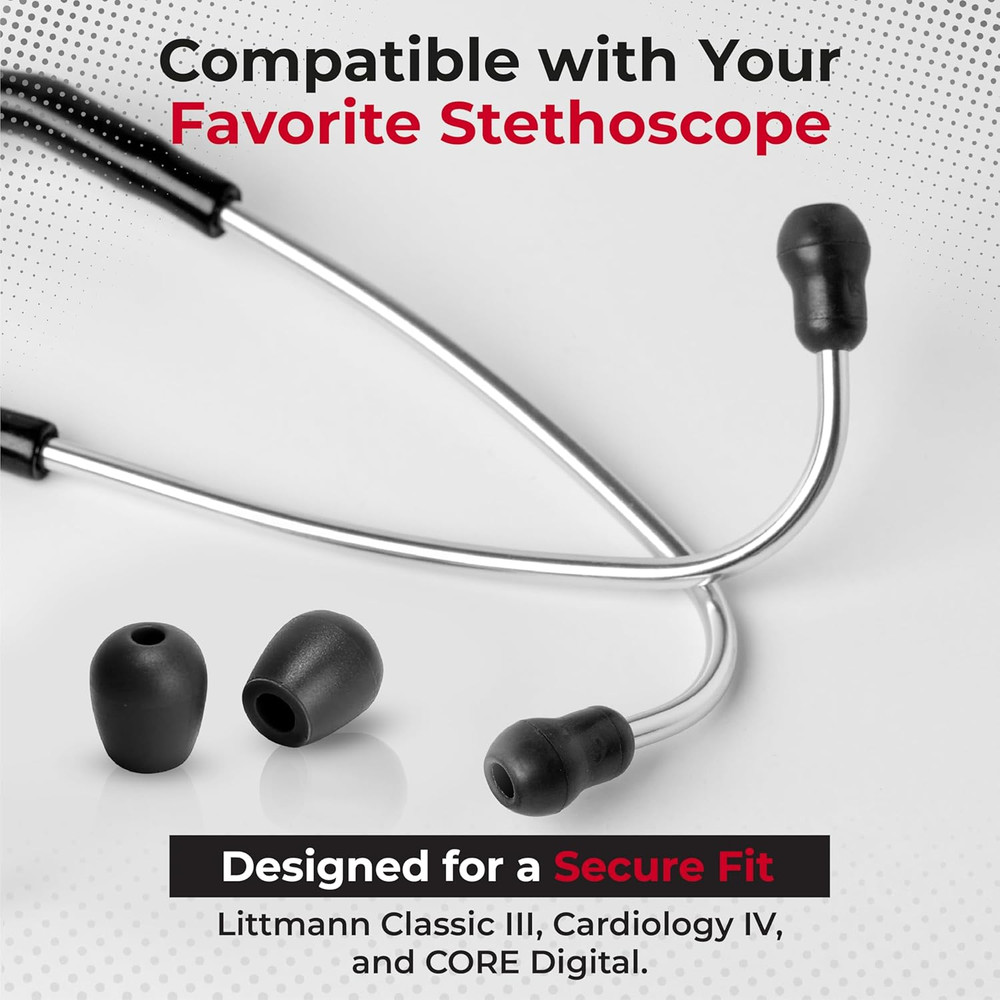 Stethoscope Replacement Ear Tips, Ear Pieces - Compatible with Littmann Stethosc