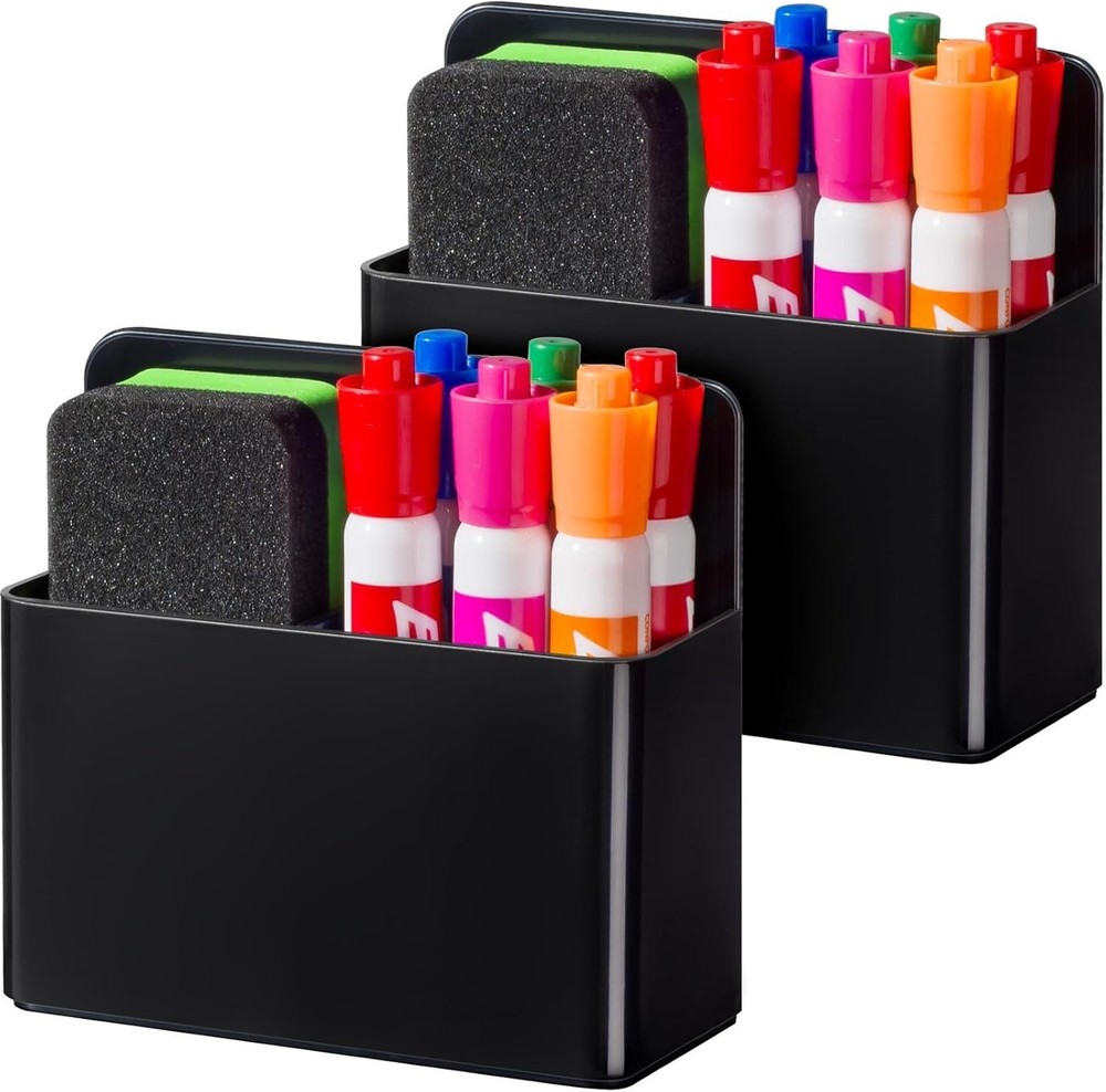 Durable Magnetic Marker Holders - Adjustable & Stylish Classroom Storage Duo