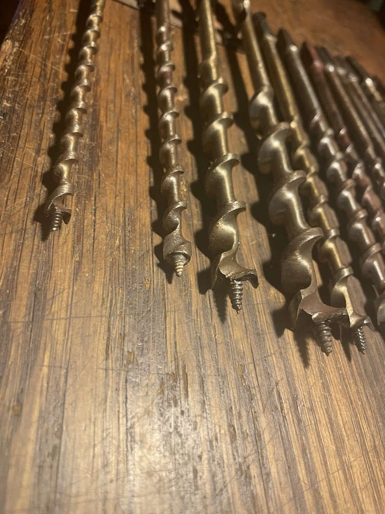 Vintage 13pc Assorted Auger Drill Bits Screwdriver Countersink WoodworkinALL USA
