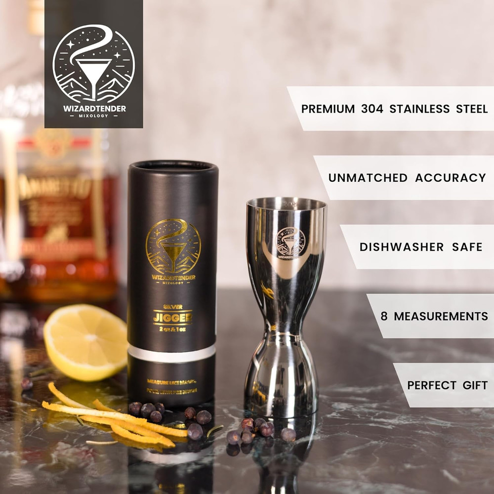 Cocktail Jigger for Bartending | Bar 2 oz 1 Standard, Glossy Silver