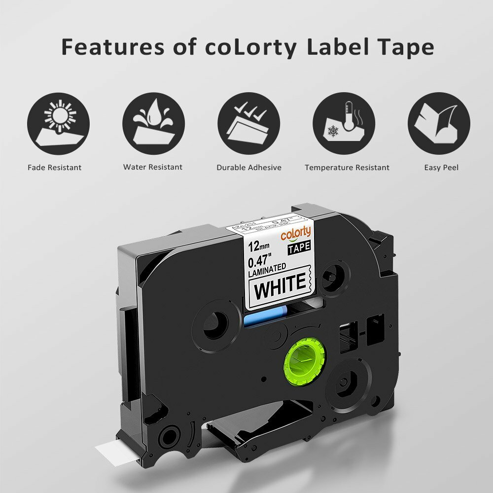 5PK For Brother P-Touch TZe-231 TZ-231 12mm White Standard Laminated Label Tape