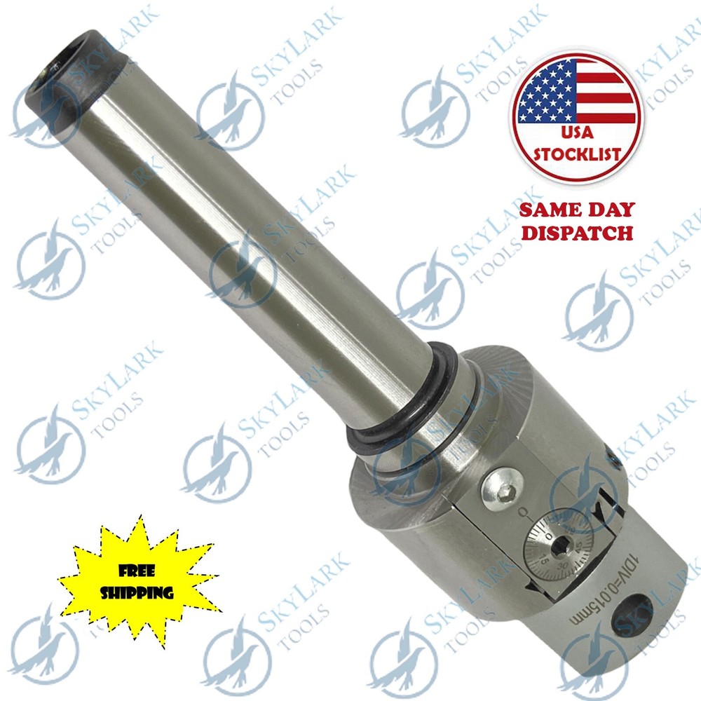 PRECISION ADJUSTABLE BORING HEAD 1.5'' WITH MT3 Shank & Carbide Boring Bars 5pcs