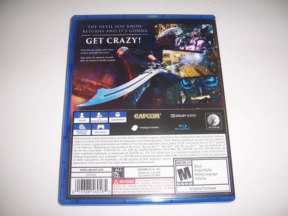 Original Box Case Replacement Sony PlayStation 4 PS4 Devil May Cry 5 Five