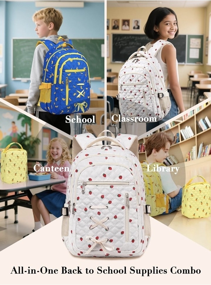 Vibrant Pineapple Backpack w/ Lunchbox And Pencil Box NWT