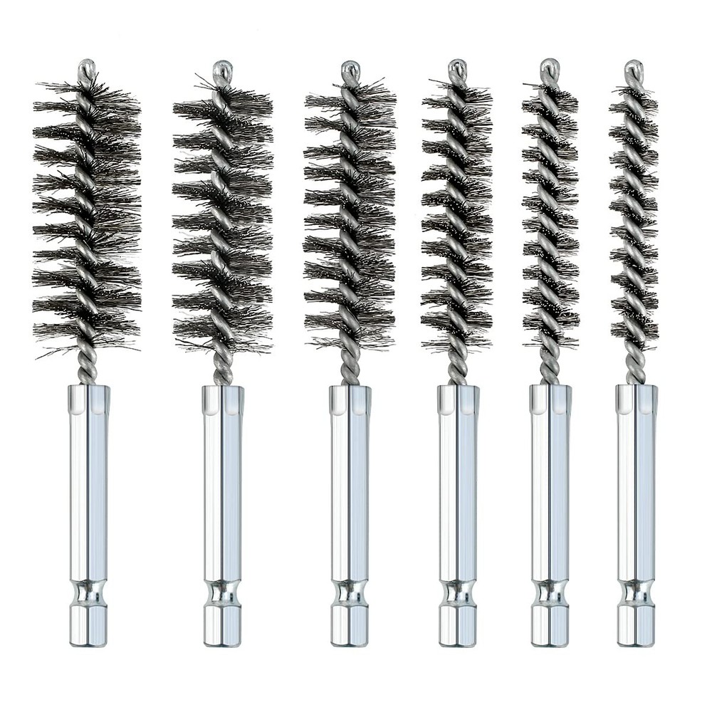 6 Pc Stainless Steel Bore Brush Set Hex Shank