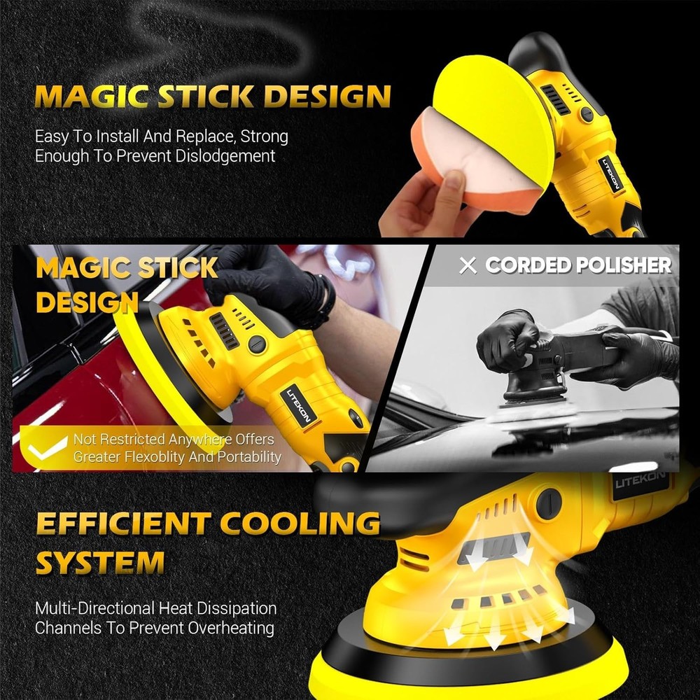 Professional-Grade Cordless Car Polisher - High Performance & Multi-Surface Use