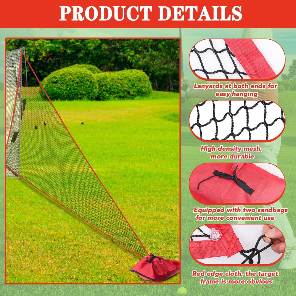 Roundfunny 2 Pcs Golf Net Attachment for 7Ft Golf Practice Hitting Nets with 2 S