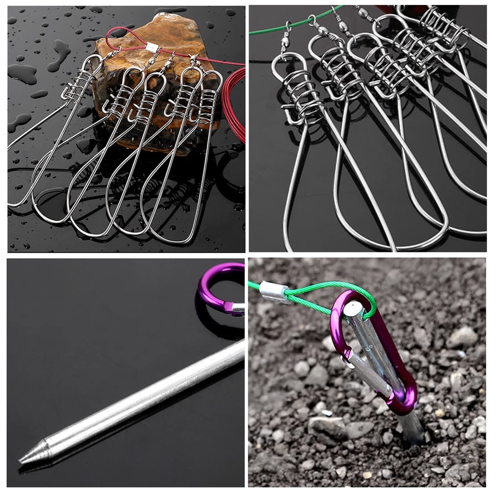 Stainless Steel Fish Stringer Clip with Float and Plastic Handle Big Fish Wi...