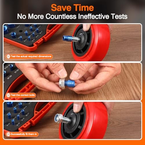 Nut and Bolt Thread Checker (30 Standard & 25 Metric), Detachable Bolt 55Pcs