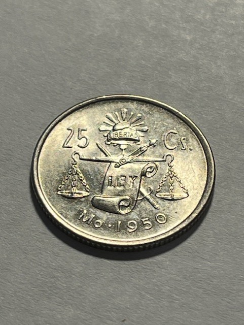 1950-Mo Mexico 25 Centavos/Billon/Luster/Unc++ #17944-2