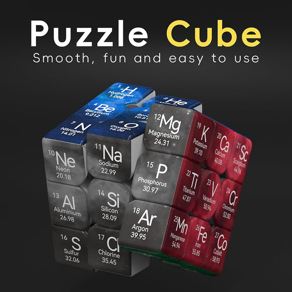 Periodic Table 3x3 Speed Cube – UV Printed Element Educational Puzzle, Stickerle