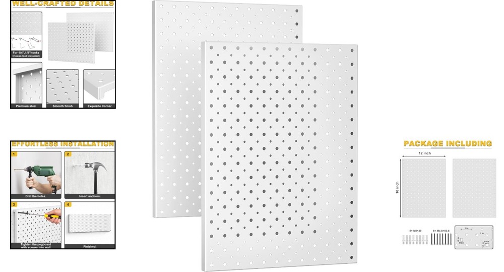 Versatile Gray Pegboard Wall Panels - Rust-Resistant with Easy Installation
