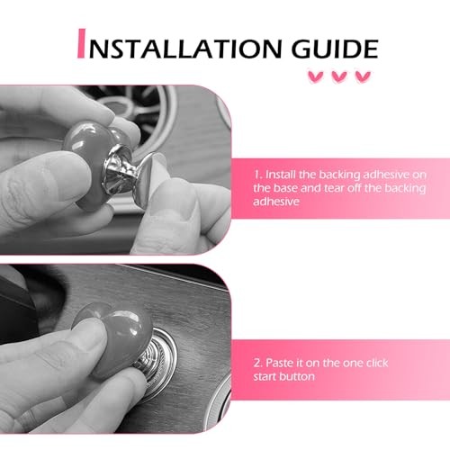 Bling Engine Start Button Switch Cover, Heart Decorative Push-to 1 PC Pink #02