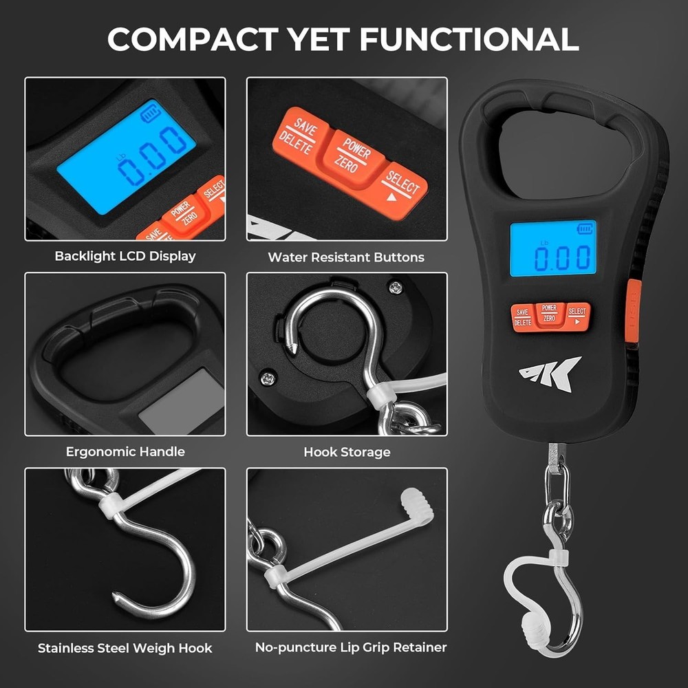 Accurate ToughTide Fishing Scale – 65lb Capacity, Memory Function, Lightweight