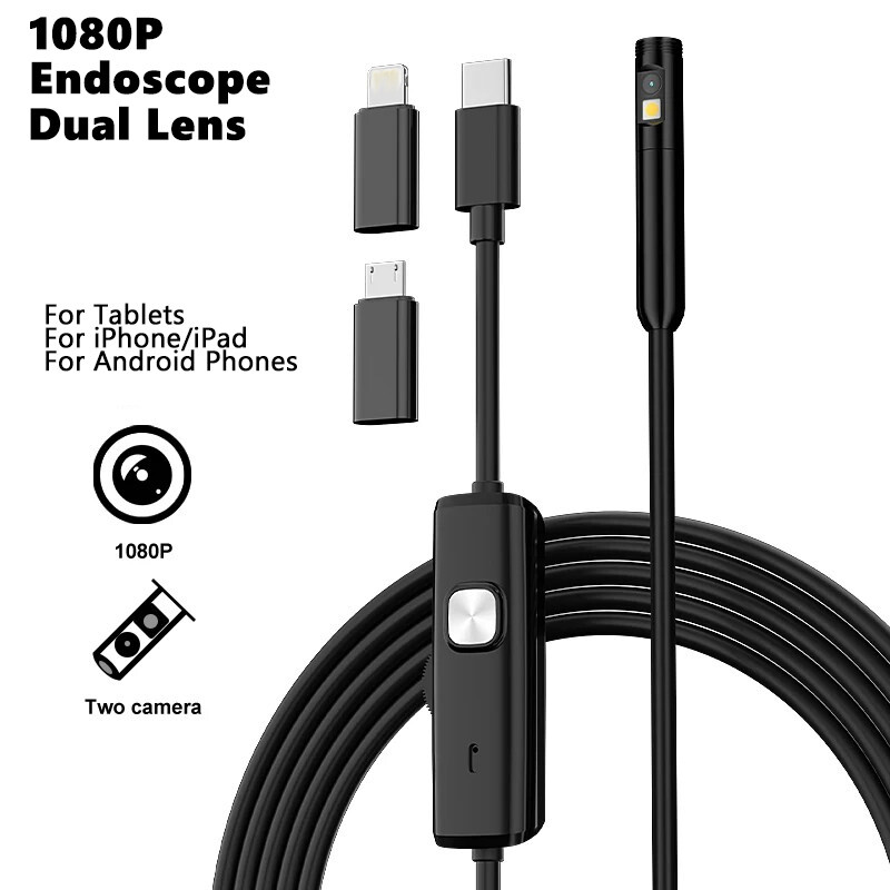 1920P Dual Lens Snake Inspection Borescope Type C iPhone Endoscope Scope Camera