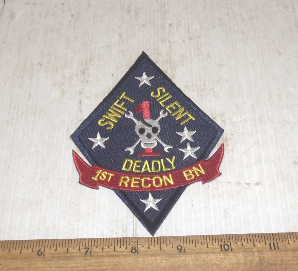 Large US Marine Corps - 1st Marine Div. - 1st Recon Battalion Embroidered Patch