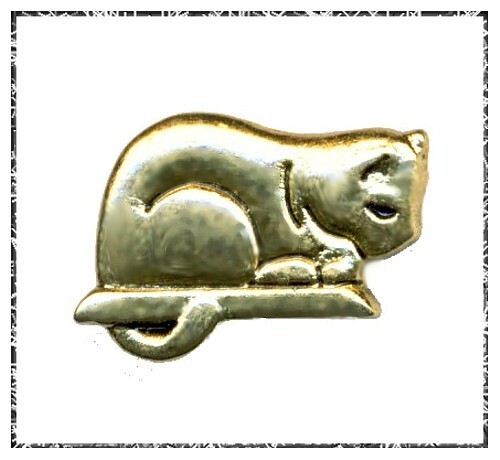 Yellow Metal Cat on a Ledge Realistic Button