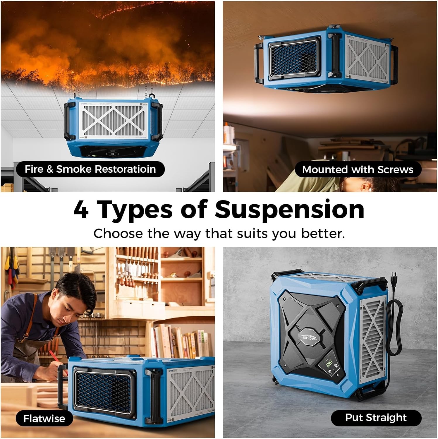 AlorAir Purecare 1080 Air Filtration System Dust Collector w/Remote