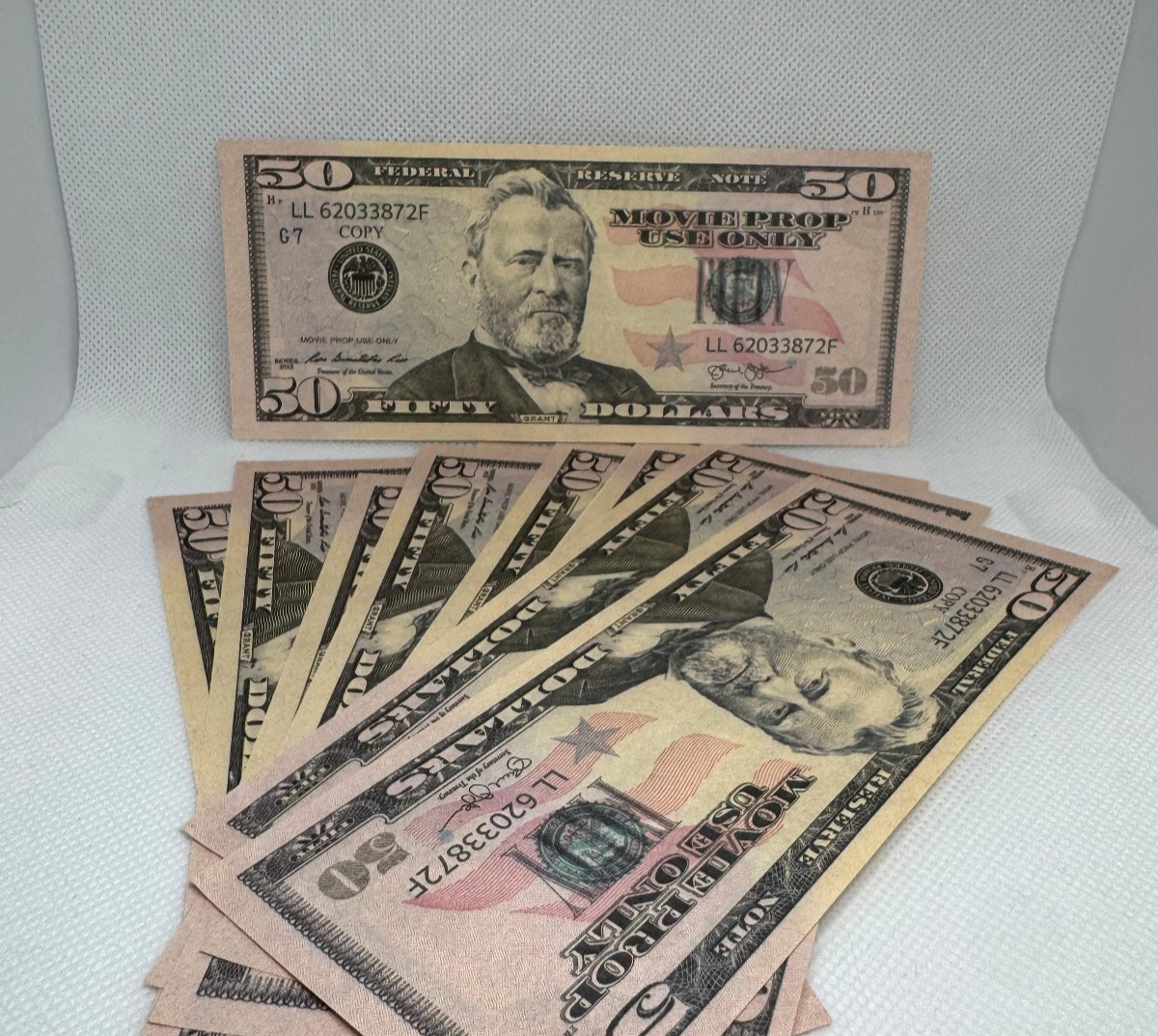 Premium Prop $50 Bills $500 Total - Replica Money (Full Size)