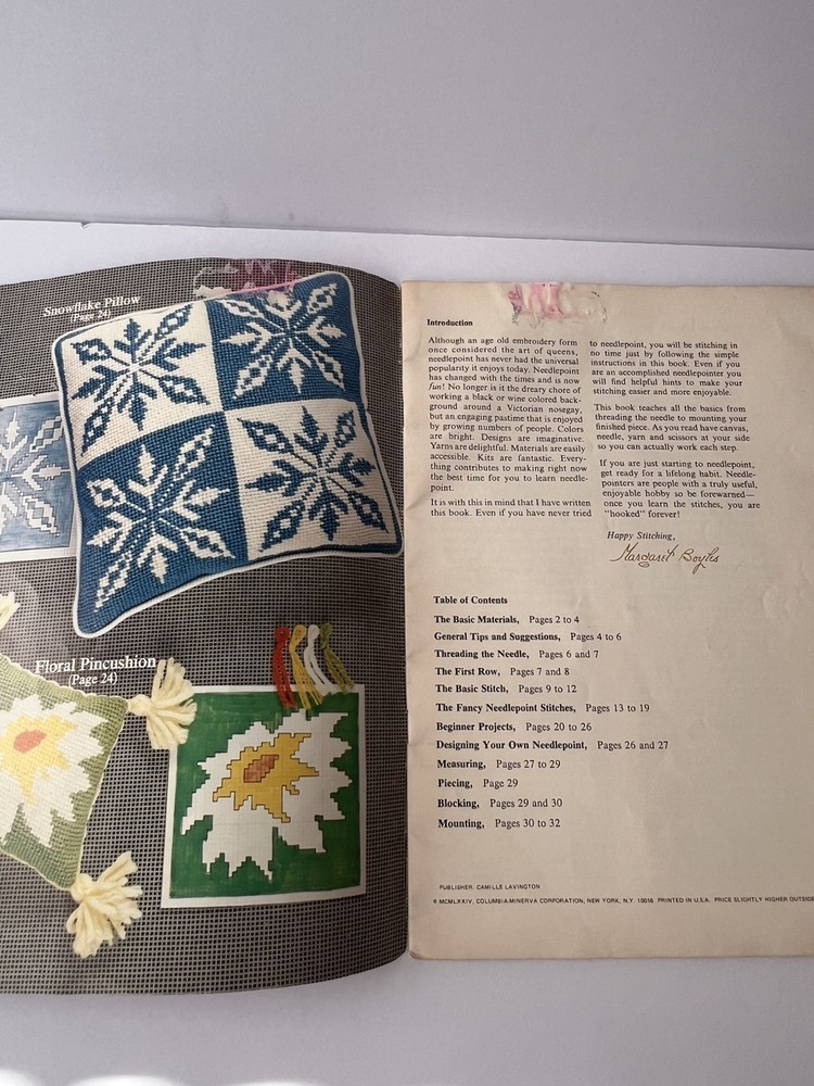 Vintage Columbia-Minerva Beginner's Needlepoint Pattern Instruction Book #207