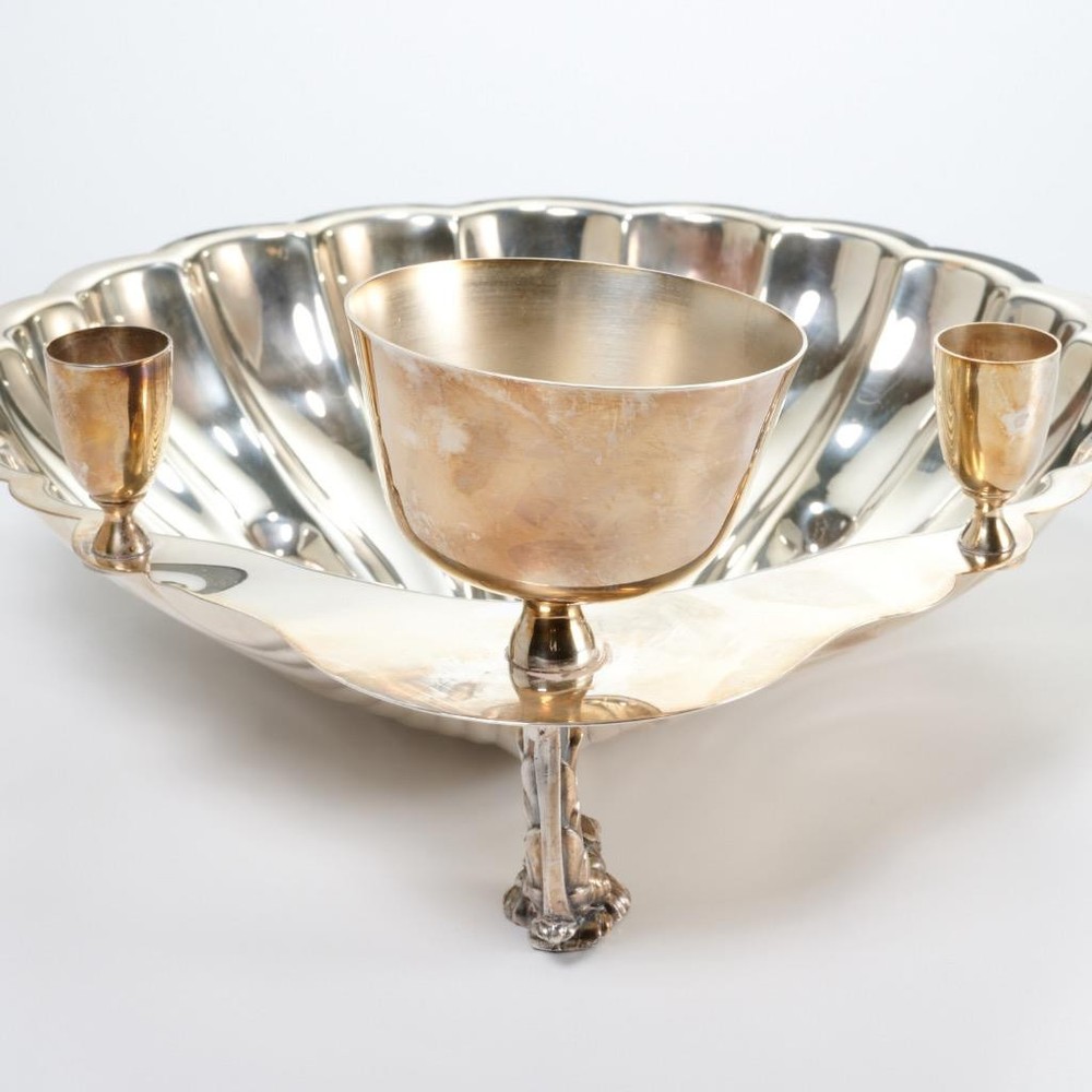 Silver Plate Shell Appetizer Shrimp Cocktail Sauce Serving Toothpick Holder Dish