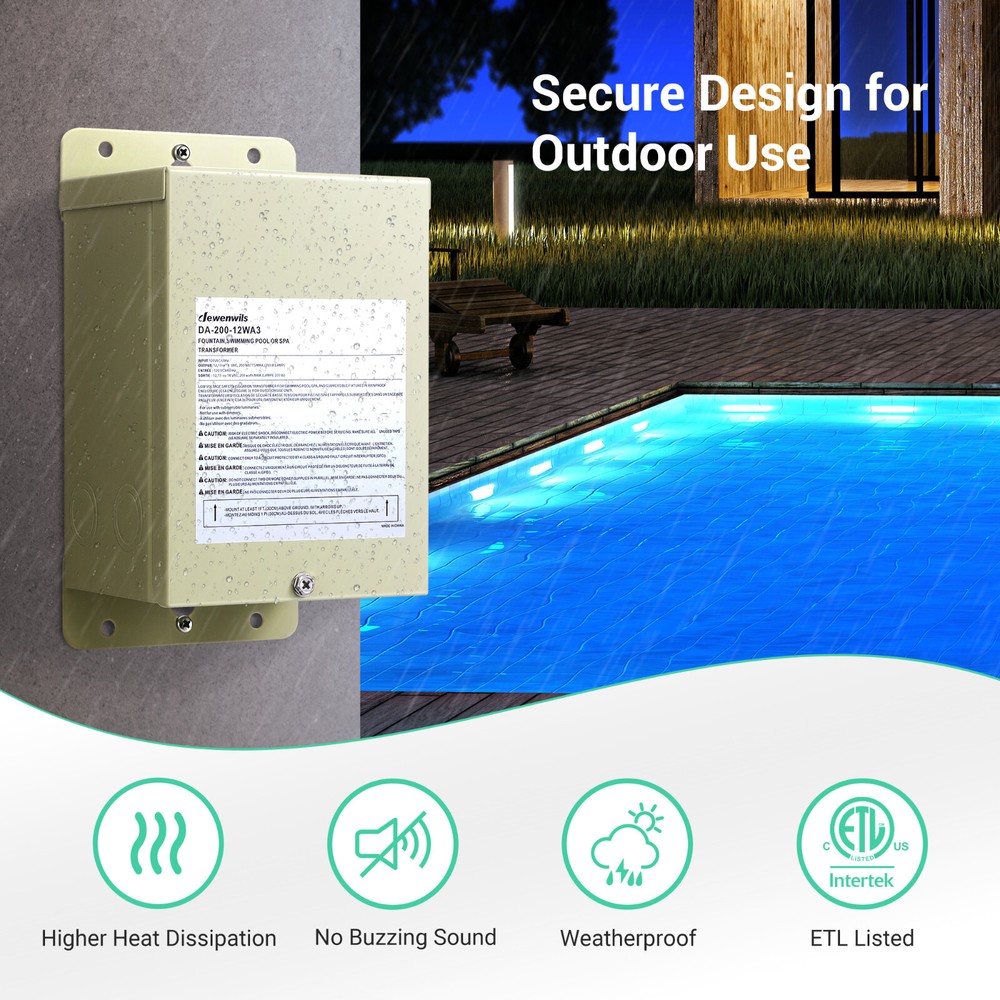 DEWENWILS 200W Pool Light Transformer for Swimming Lighting Durable & Safe