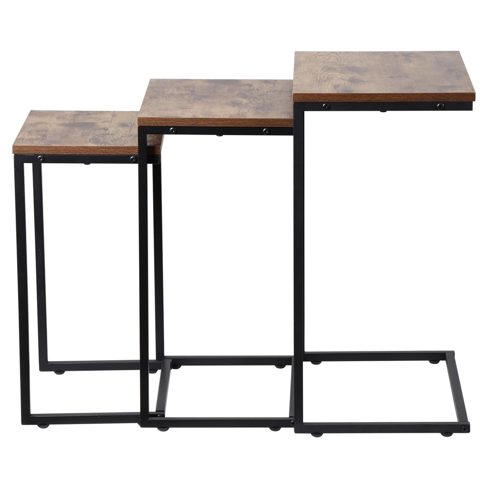 Nesting Tables 3PCS Side Tables Coffee Tables Stacking End Tables w/ Metal Frame