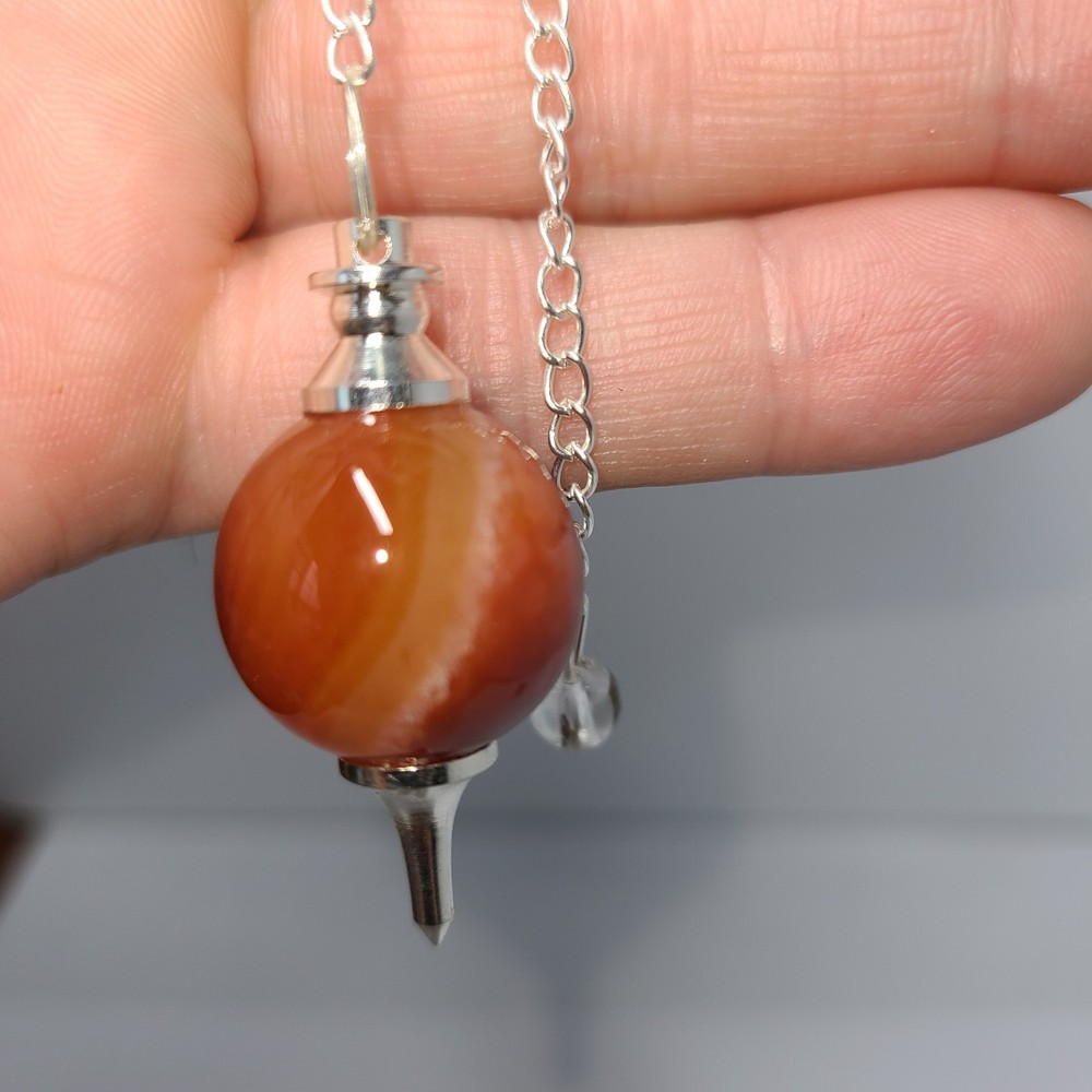 Carnelian Sephoroton Ball Sphere Crystal Dowsing Pendulum Divination Tool