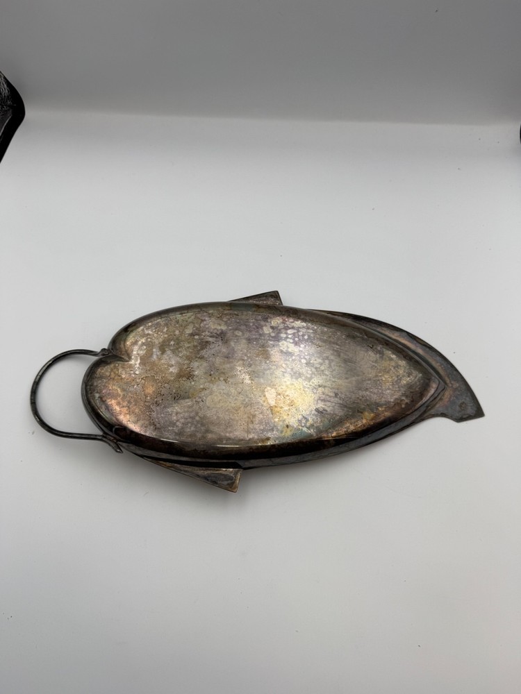 Vintage Three Crowns Silversmiths Fish Platter Silver Plate MCM Serving Dish PA