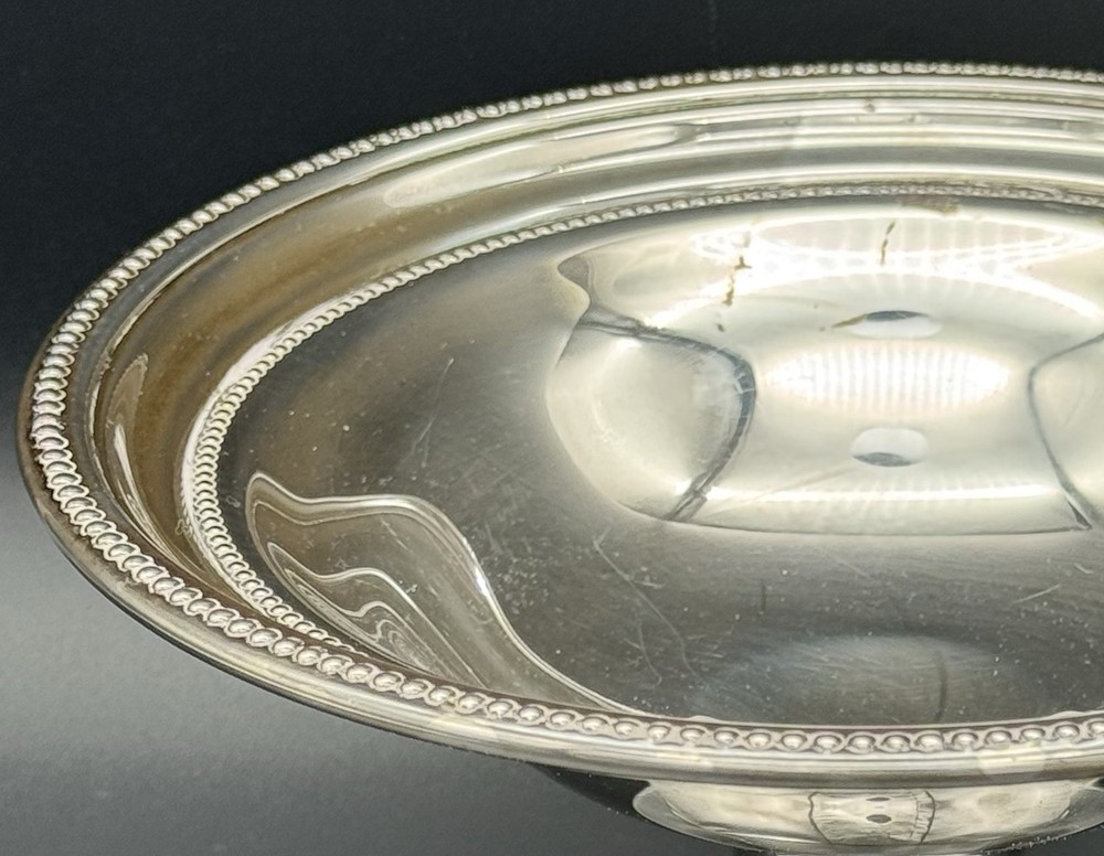 Silverplate Beaded Edge Pedestal Compote Dish