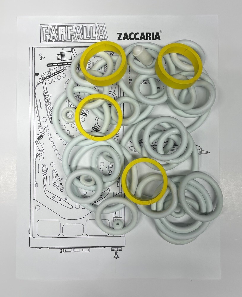 1983 Zaccaria Farfalla Pinball Machine Rubber Ring Kit